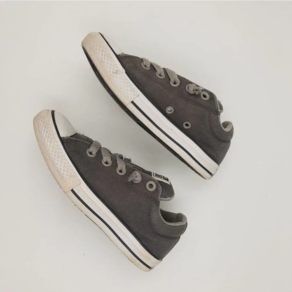 Converse All Star Junior Sz 1 Low Top Sneakers Gray Padded Lace Up Chuck…
